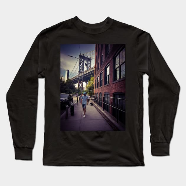 Manhattan Bridge Dumbo Brooklyn NYC Long Sleeve T-Shirt by eleonoraingrid